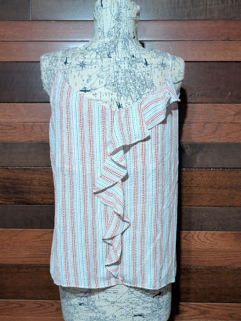 Simply Styled Petite Polka Dot Stripe Cami in White, Red & Blue